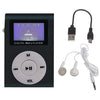 512M+Auricular+Cable Mini Lavalier Metal MP3 Reproductor de música con pantalla (Negro)