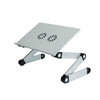 T8 Alloy Aleación Plegable y Levantamiento Laptop Desk Desk Office Sking Soporte con ventilador y tablero de ratón (Plata)