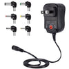 C5 3-12V 12W Ajuste de voltaje regulado Interruptor de alimentación Adaptador de alimentación Cargador multifunción con puntas de DC (enchufe de EE. UU.)