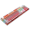 104 Teclas GREEN EJE RGB Luminoso Teclado Juego de computadora USB Teclado mecánico de metal con cable, cabel Longitud: 1.5m, Estilo: Versión de doble imposición (rosa blanco)
