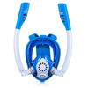 Niños Doble TUBO Full Seco Silicone Diving Snorkeling Máscara de Snorkel Gafas, Tamaño: XS (azul blanco)