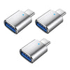 3 PCS USB 3.0 hembra a USB-C / Tipo C Macho OTG Adapte con luz indicadora (Plata)