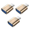 3 PCS USB 3.0 hembra a USB-C / Tipo C Macho OTG Adapte con luz indicadora (oro)