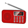 Y-619 FM / AM Mini Radio Reproductor de música recargable MP3 Soporte TF / SD Tarjeta con pantalla LED (rojo)