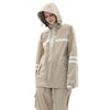 Raninfreem al aire libre moda doble montar reflejo impermeable lluvia pantalones traje s (marrón claro)