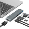 7 en 1 100W USB 3.1 a 20VPD+Datos del lector de tarjetas+HUB+convertidor 4K HDMI (gris)