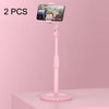 Soporte de escritorio de teléfono móvil telescópico en vivo multifuncional de 2 PC (cerezo de color rosa)