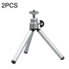2PCS Proyector Phone Stand de escritorio portátil Teli Mini Metal Trípode, Estilo: 2 secciones (plata)