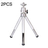 2PCS Proyector Phone Stand Desktop Portable Telescópico Mini Trípode de metal, Estilo: 3 secciones (plata)