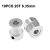 Polea de cuero de transmisión de rueda sincrónica de 10 pcs GT2 GT2, especificación: 20 dientes de 6.35 mm