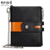 HUMERPAUL BP90 Hombres Retro Simple Monedero Doble Cremallera Corto RFID Anti-Magnético Clip de Efectivo (Negro)