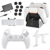 JYS JYS-P5151 para PS5 12 en 1 mango cargador + tapa basculante + cubierta de privacidad + cubierta de silicona + juego de soporte, enchufe de EE. UU. (negro)