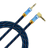 EMK Cable de extensión de cable de audio de 3,5 mm para automóvil de 90 grados, longitud del cable: 2M (azul)