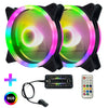Ordenador CPU RGB luminoso Radiador 2 Ventiladores+Control Remoto