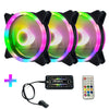Ordenador CPU RGB luminoso Radiador 3 Ventiladores+Control Remoto