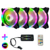Ordenador CPU RGB luminoso Radiador 4 Ventiladores+Control Remoto