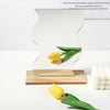 Espejo acrílico irregular con accesorios para fotos con base de madera (onda de agua)