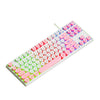 Dark Alien DK100 87 Keys Hot Plug-In Glowing Game Teclado mecánico con cable, longitud del cable: 1,3 m (rosa blanco)