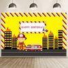 1,5 m x 1 m Serie de vehículos de construcción Fondo de fotografía de feliz cumpleaños Tela (Mdv00452)