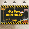 1,5 m x 1 m Serie de vehículos de construcción Fondo de fotografía de feliz cumpleaños Tela (Mdn08682)