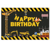 1,2 m x 0,8 m Serie de vehículos de construcción Fondo de fotografía de feliz cumpleaños Tela(11408682)