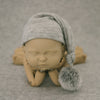 Ropa de fotografía para recién nacidos, gorro de cola larga de punto con bola de piel para fotografía de bebés (gris)