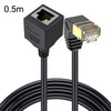 Down Bend 0.5m Cat 8 10G Transmisión RJ45 Macho a hembra Cable de extensión de cable de red de computadora (Negro)