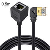 Left Bend 0.5m Cat 8 10G Transmisión RJ45 Macho a hembra Cable de extensión de cable de red de computadora (Negro)