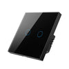 Tuya ZigBee Zero Firewire Touch Interruptor de control remoto de pared Control de luz Interruptor de voz Enchufe de la UE, Estilo: 2 Gang (Negro)
