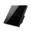 Tuya ZigBee Zero Firewire Touch Interruptor de control remoto de pared Control de luz Interruptor de voz Enchufe de la UE, Estilo: 3 Gang (Negro)