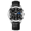 BINBOND B3591 Reloj de hombre con calendario luminoso resistente al agua de 30 m, color: cuero negro-blanco-negro