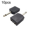 10 conectores de conversión de audio hembra de 6,5 mm macho mono a doble hembra de 6,5 mm (negro)