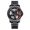 Reloj para hombre BINBOND D002 Car Hub Dial multifuncional impermeable y resistente al desgaste (acero negro-rojo)