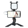 KIT-11LM Luz de relleno de trípode con kit de vlogging de micrófono para grabación de teléfono en vivo (negro)