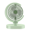 LF-002 Mini ventilador de escritorio con luz recargable USB, ventilador silencioso con luz nocturna giratoria (verde claro)