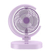 LF-002 Mini USB Recargable Luz Ventilador de escritorio Giratorio Luz nocturna Ventilador silencioso (Púrpura)