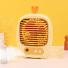 1315 Humidificación por pulverización Hidratante Ventilador de dibujos animados Ventilador de escritorio con carga USB (Amarillo conejito)