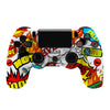 Para PS4 Controlador de juego inalámbrico Bluetooth con tira de luz Mango de juego de doble vibración (llama)