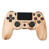 Para PS4 Controlador de juego inalámbrico Bluetooth con tira de luz Mango de juego de doble vibración (grano de madera)