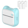 Impresora térmica autoadhesiva portátil de mano Bluetooth A31, color: azul + 5 rollos de papel de impresora