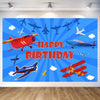 Fondo de fotografía con tema de avión de 210x150cm, tela de fondo de cumpleaños para niños, decoración de fiesta de cumpleaños