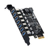 PCE7USB-R05 PCI-E a USB 3.2 GEN1 Tarjeta de expansión de 7 puertos y 19 pines Supervelocidad 5 Gbps