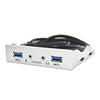 Panel frontal de la unidad de disquete de PC de escritorio con 2 puertos USB 3.0 + HD AUDIO de 3,5 pulgadas (blanco plateado)
