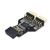 Cabezal USB de 9 pines hembra 1 a 2 placa macho adaptador de conector HUB USB 2,0 de 9 pines