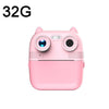 Cámara de impresión instantánea 1080P Pantalla IPS de 2,8 pulgadas Cámara frontal y trasera para niños con doble lente, especificación: rosa + tarjeta 32G