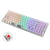 Teclado mecánico con cable para juegos personalizado de 100 teclas, tecla transparente, eje rojo (blanco)
