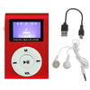 Mini reproductor de música MP3 de metal Lavalier con pantalla, estilo: con auriculares y cable (rojo)