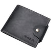 DEABOLAR Cartera corta retro de cuero suave de PU con ranura para múltiples tarjetas de gran capacidad (negro)