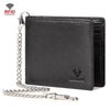 HUMERPAUL RFID Anti-Magnético Hombres Pickup Card Bag Cadena de metal Cartera de cuero corta, Color: Negro