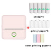 Impresora de tareas para estudiantes X6 de 200DPI, impresora de bolsillo sin tinta con Bluetooth, rosa, 5 papeles de impresora + 5 pegatinas + 3 papeles de color